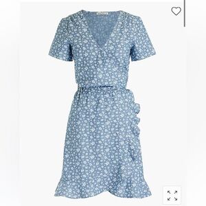 J Crew Printed chambray ruffle faux-wrap dress
Item L0537 Blue Floral Summer